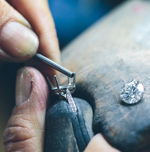 A bench-made ring at R.L. Austen, photographed in the East Street workshop